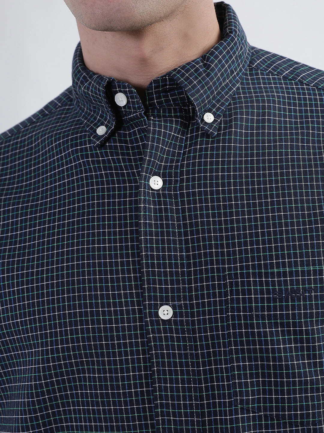 Gant Blue Oxford Tattersal Checked Regular Fit Shirt - Image 7