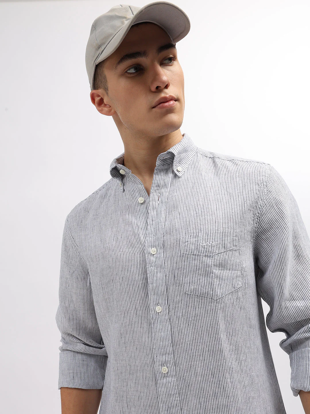 Gant Men White Regular Fit Striped Linen Shirt - Image 2