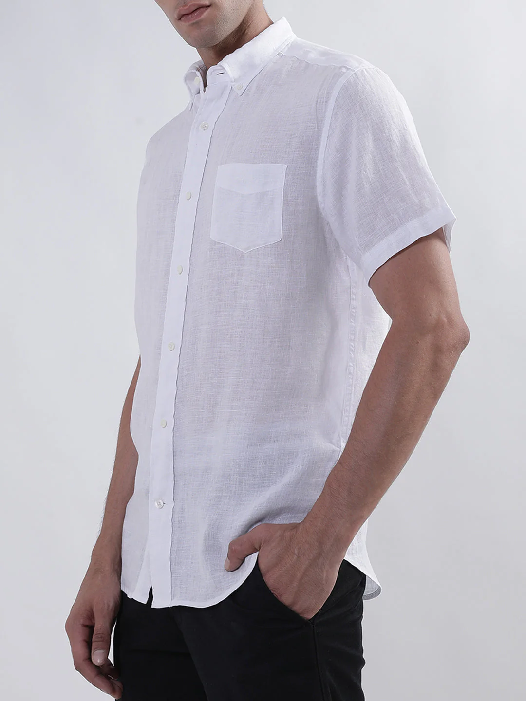 Gant Men White Regular Fit Solid Linen Shirt - Image 2