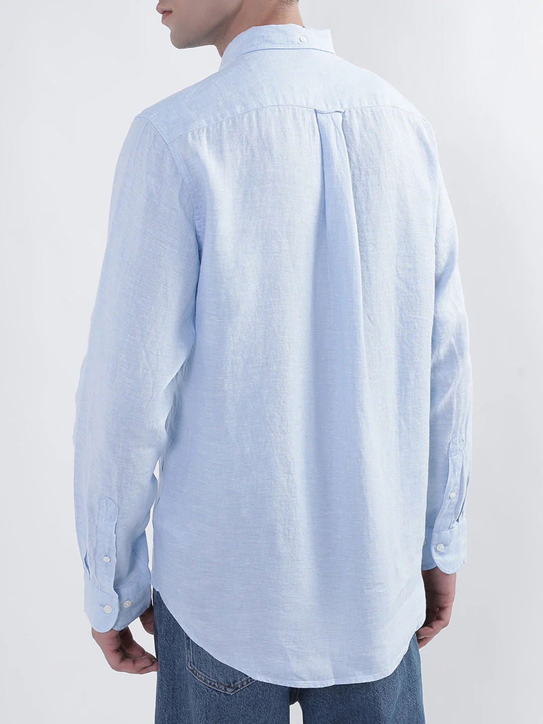 Gant Men Blue Regular Fit Solid Linen Shirt - Image 4