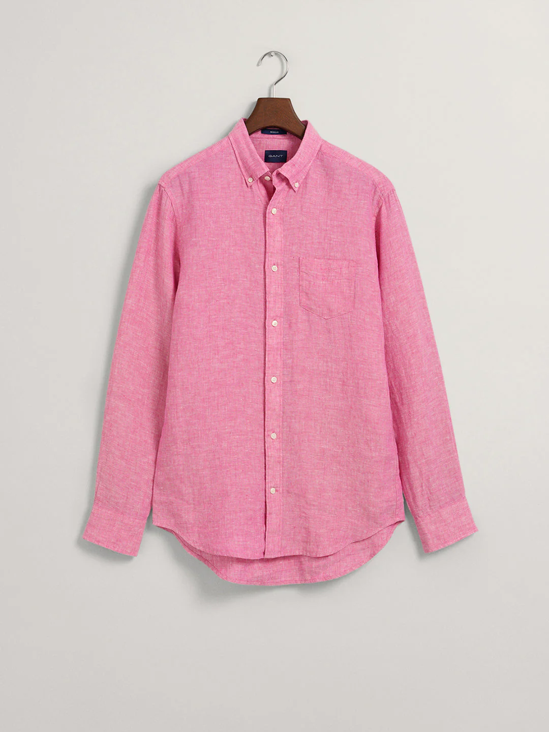 Gant Men Pink Regular Fit Solid Linen Shirt - Image 4