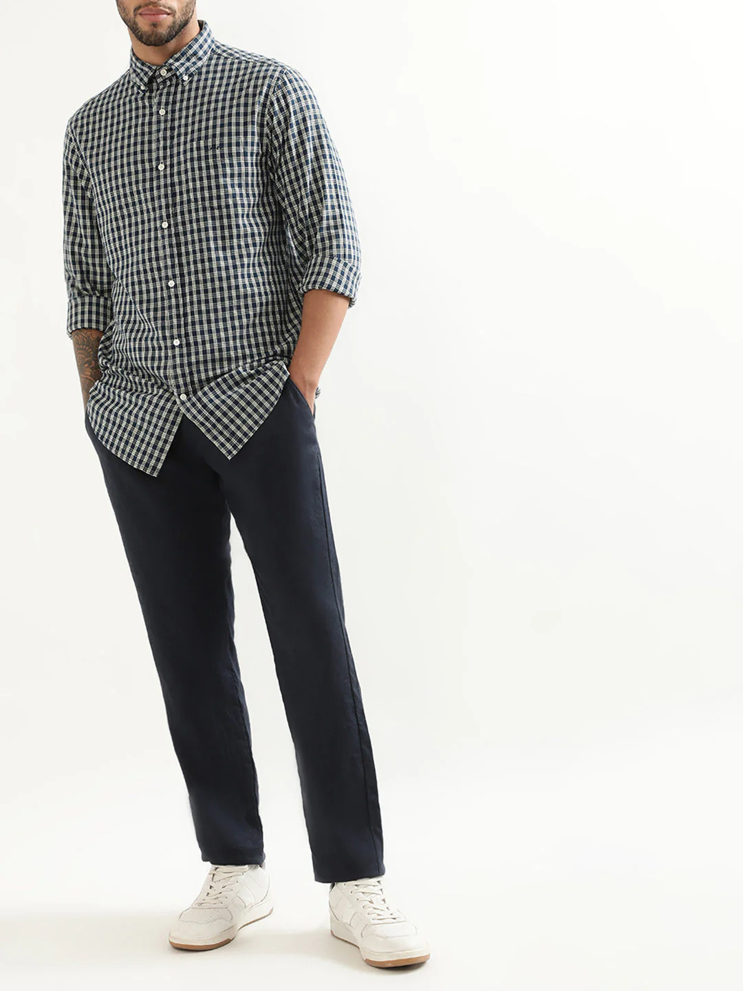 Gant Blue Checked Regular Fit Shirt - Image 4