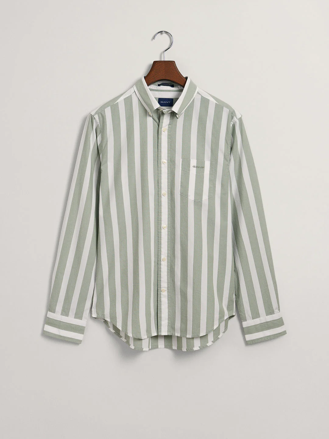 Gant Green Untucked Wide Broadcloth Striped Regular Fit Shirt - Image 4