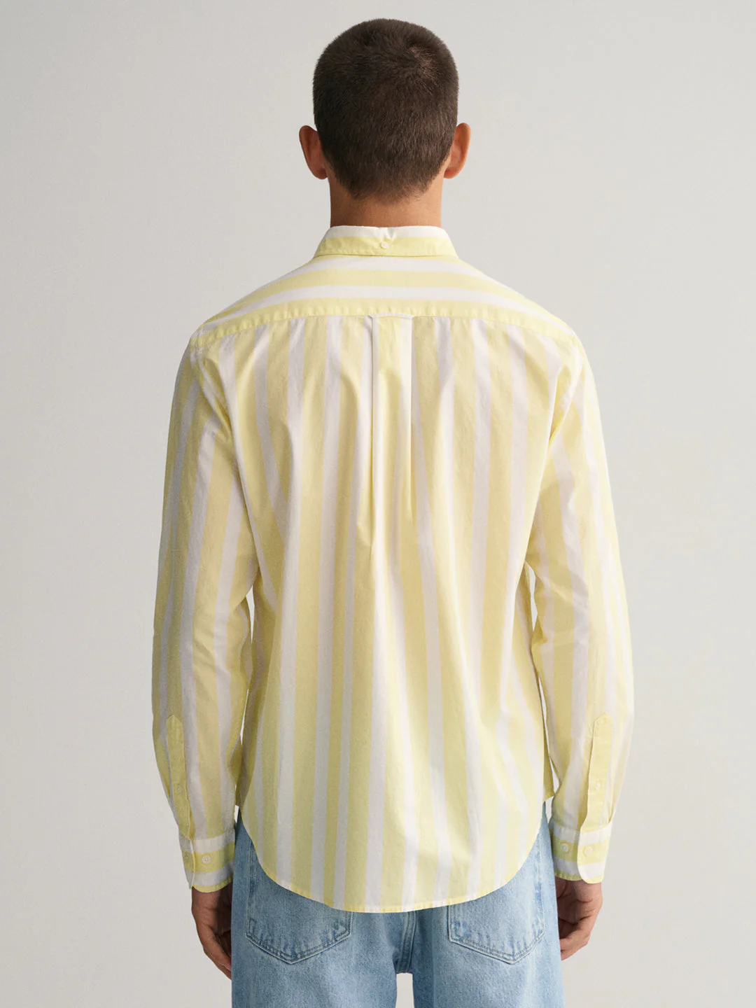 Gant Yellow Untucked Wide Broadcloth Striped Regular Fit Shirt - Image 3