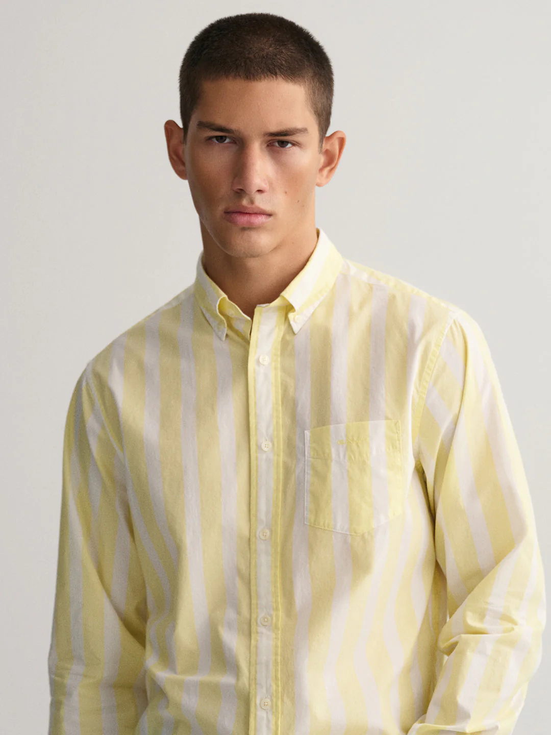 Gant Yellow Untucked Wide Broadcloth Striped Regular Fit Shirt - Image 4