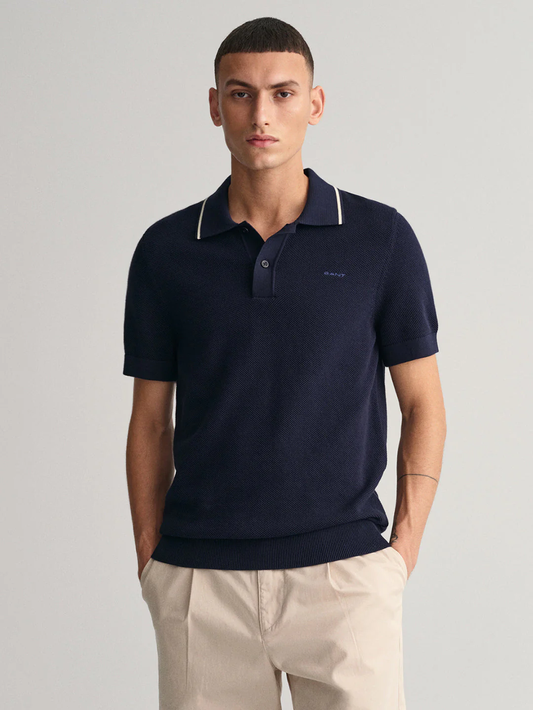 Gant Blue Regular Fit Pique Polo T-Shirt