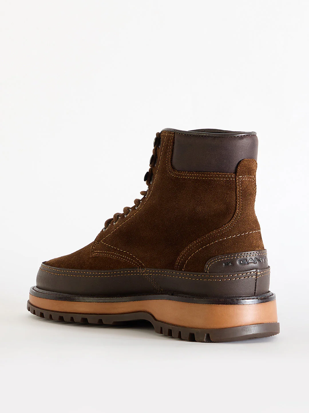 Gant Men Brown Color-Blocked Lace-Up Round Toe Boots - Image 4