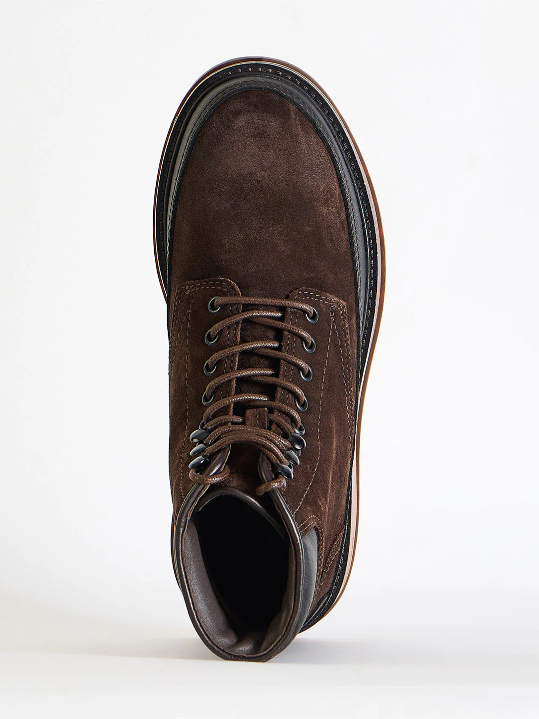 Gant Men Brown Color-Blocked Lace-Up Round Toe Boots - Image 5