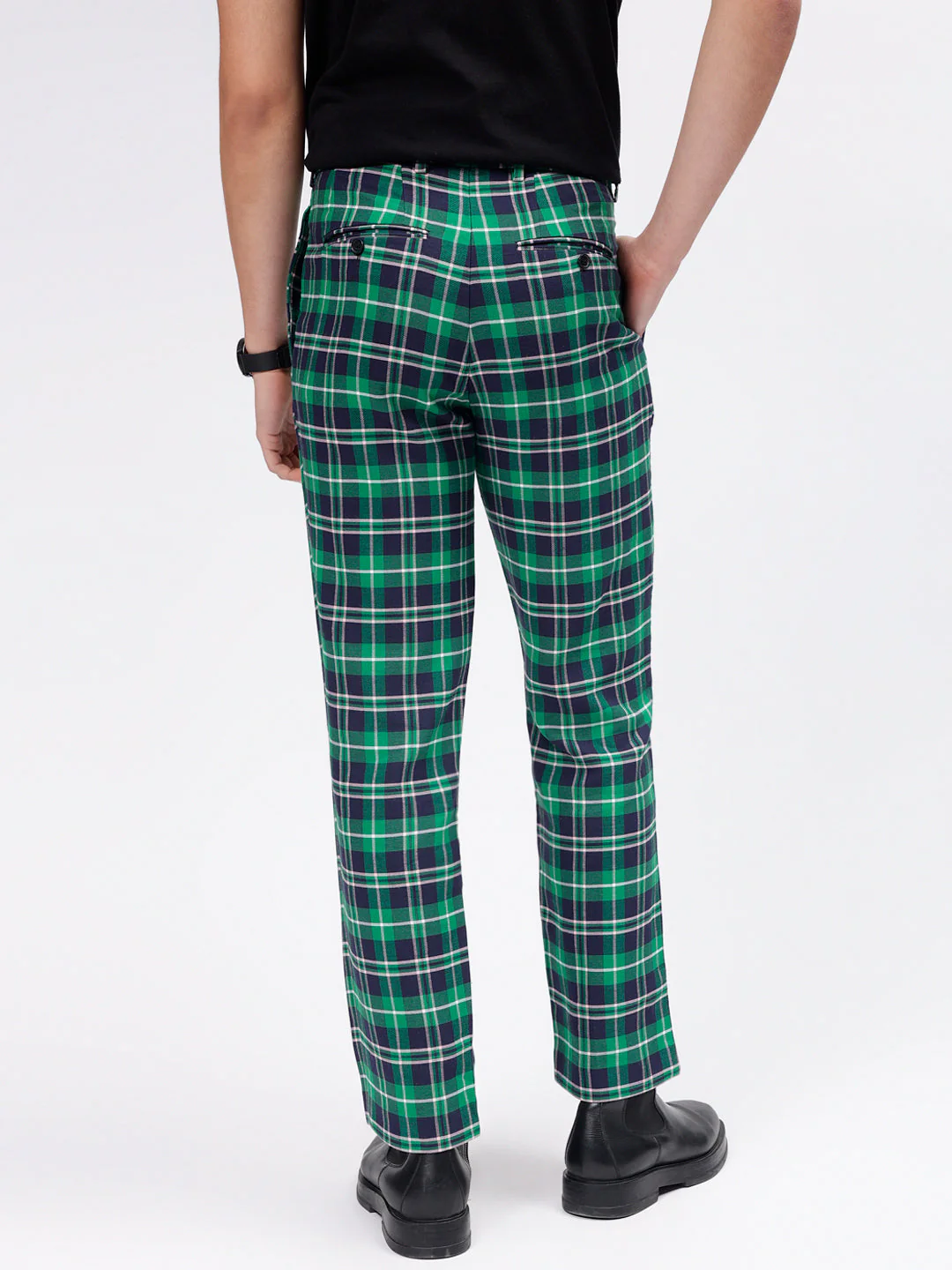 Gant Men Green Checked Slim Fit Mid Rise Trouser - Image 3