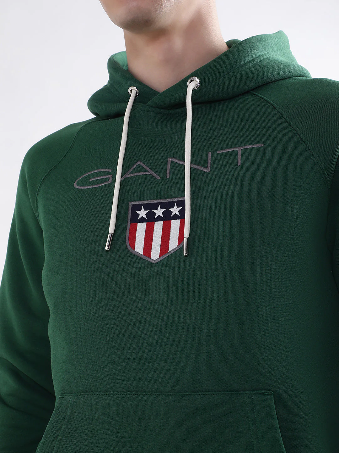 Gant Men Green Solid Hooded Sweatshirt - Image 7