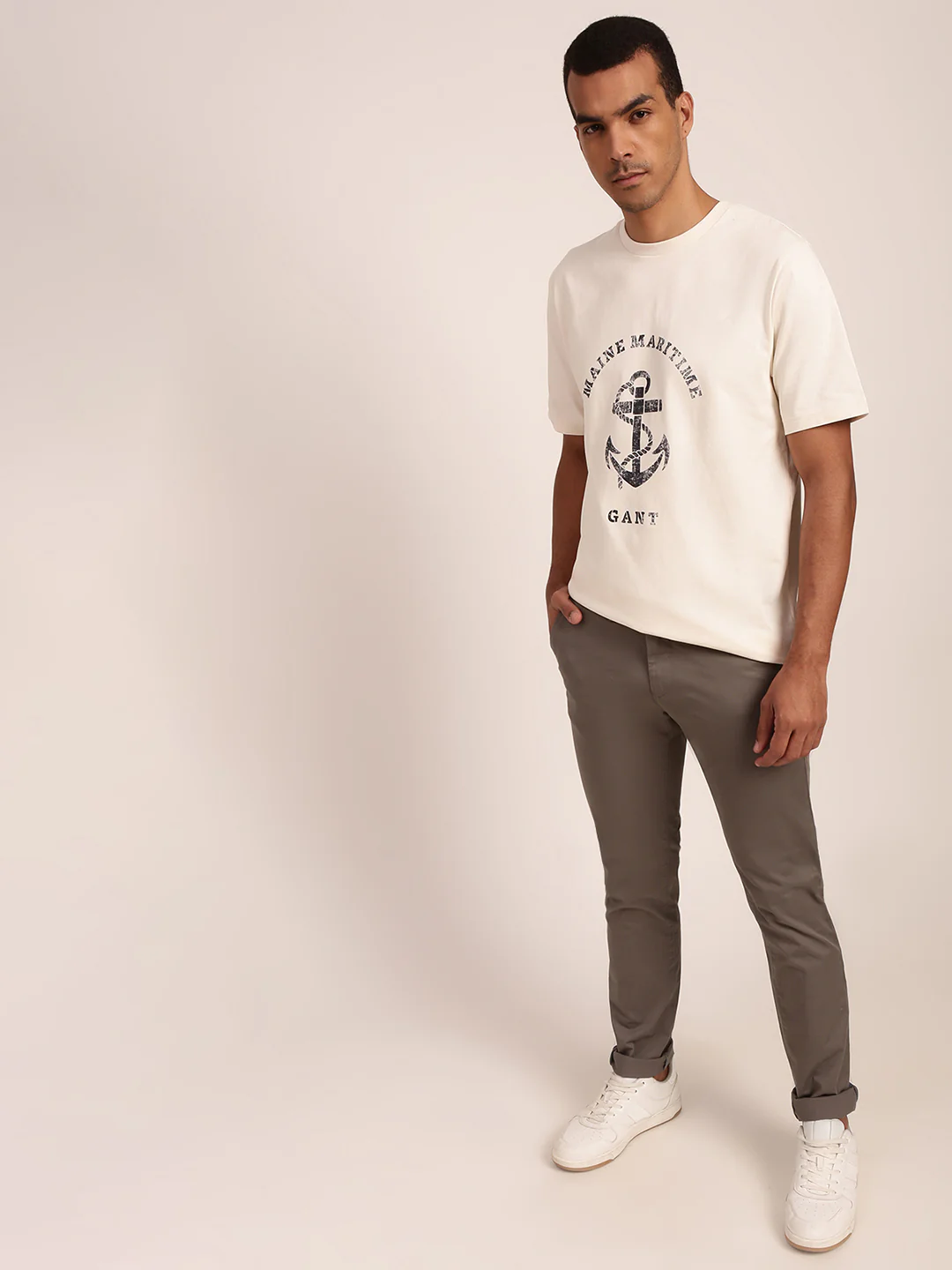 Gant Men Grey Tailored Slim Fit Trouser - Image 5