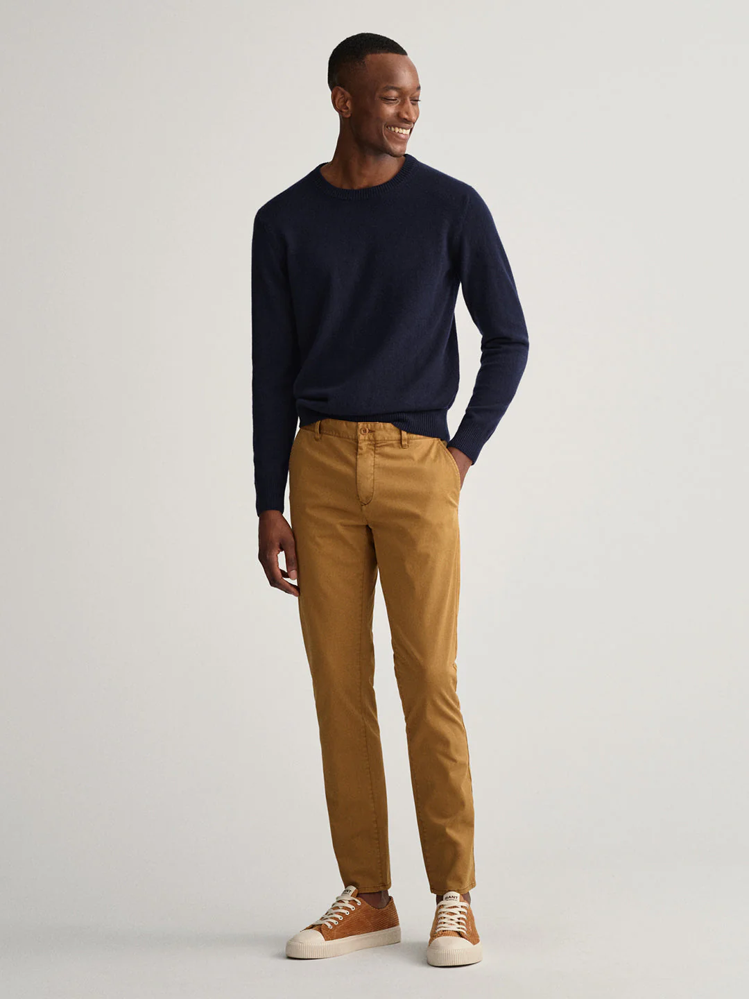 Gant Men Brown Solid Cotton Slim Fit Trouser - Image 3