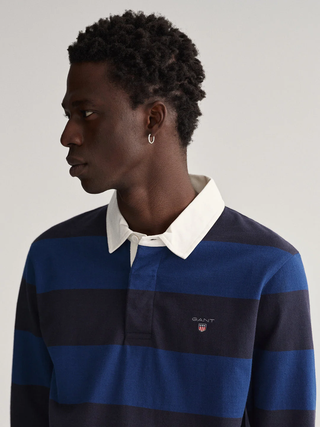 Gant Blue Striped Regular Fit Polo Tshirt - Image 2