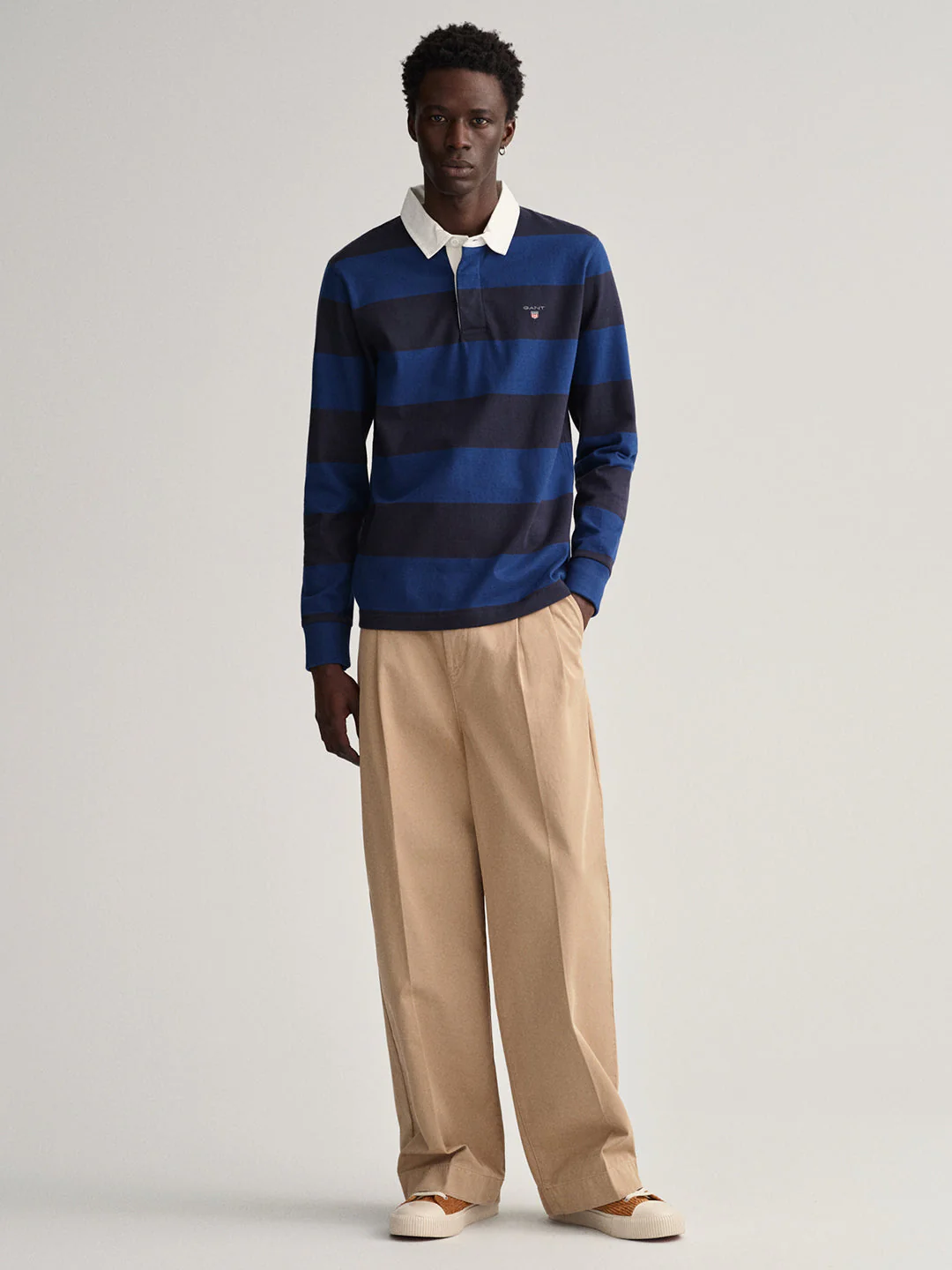 Gant Blue Striped Regular Fit Polo Tshirt - Image 3