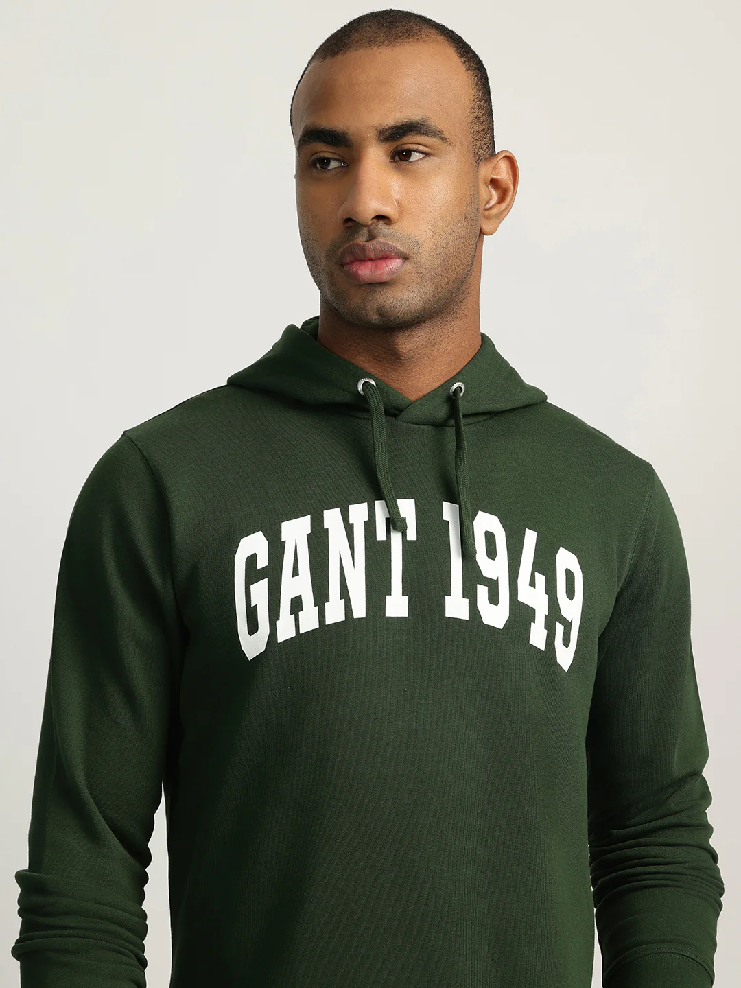 Gant Men Green Solid Hooded Sweatshirt - Image 5