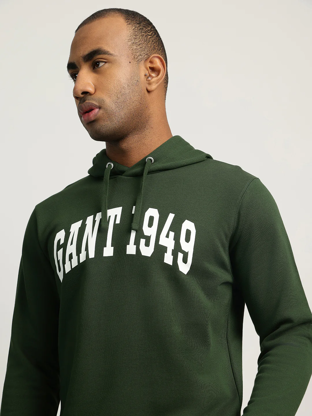 Gant Men Green Solid Hooded Sweatshirt - Image 6
