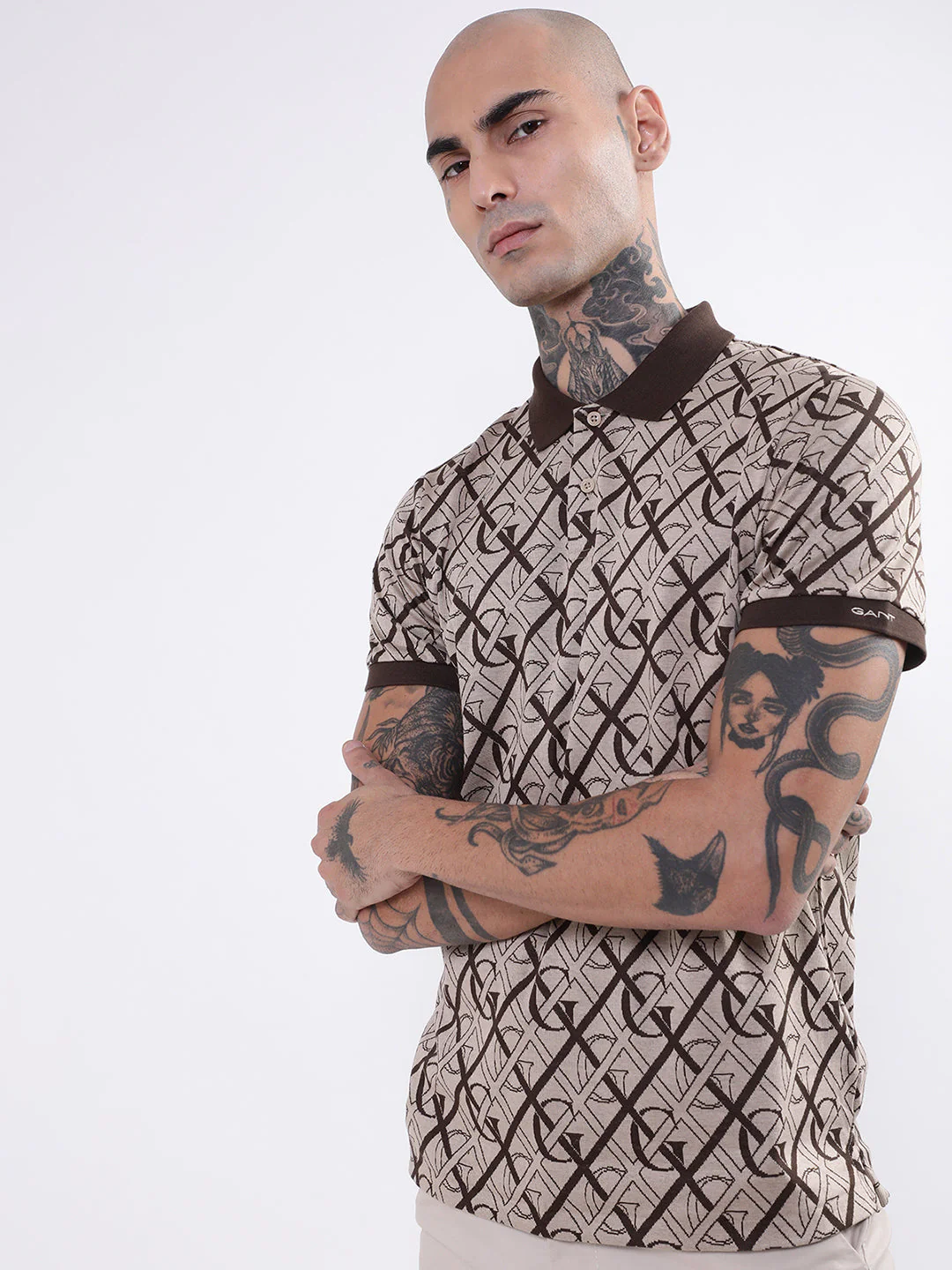 Gant Brown Logo Regular Fit Polo T-Shirt - Image 4