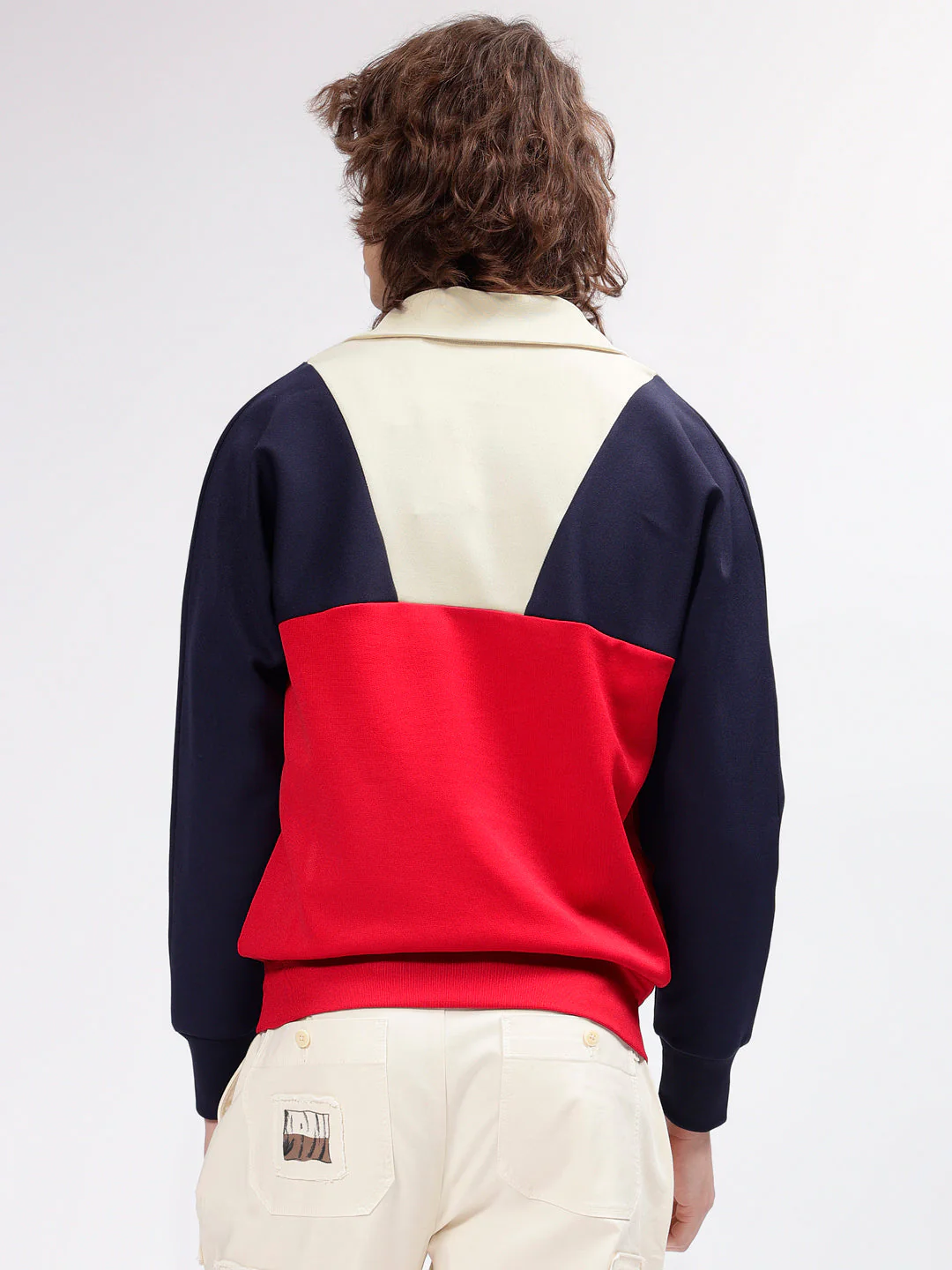 Gant Men Blue Colour blocked Spread Collar Full Sleeves Sweatshirt - Image 4