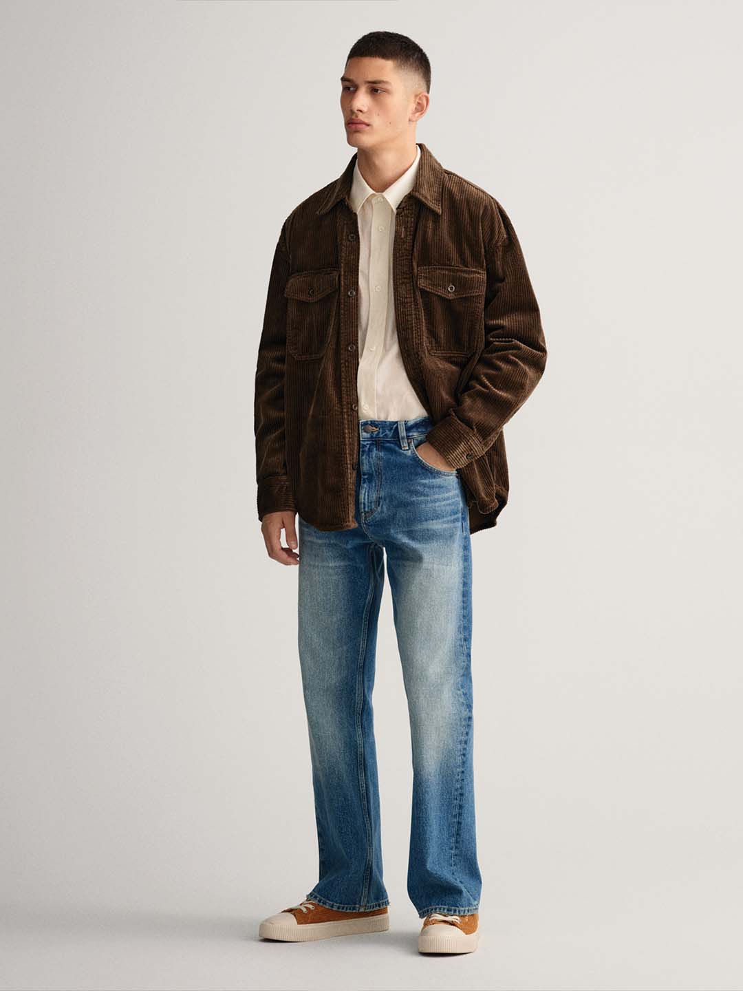 Gant Brown Striped Regular Fit Casual Jacket - Image 3