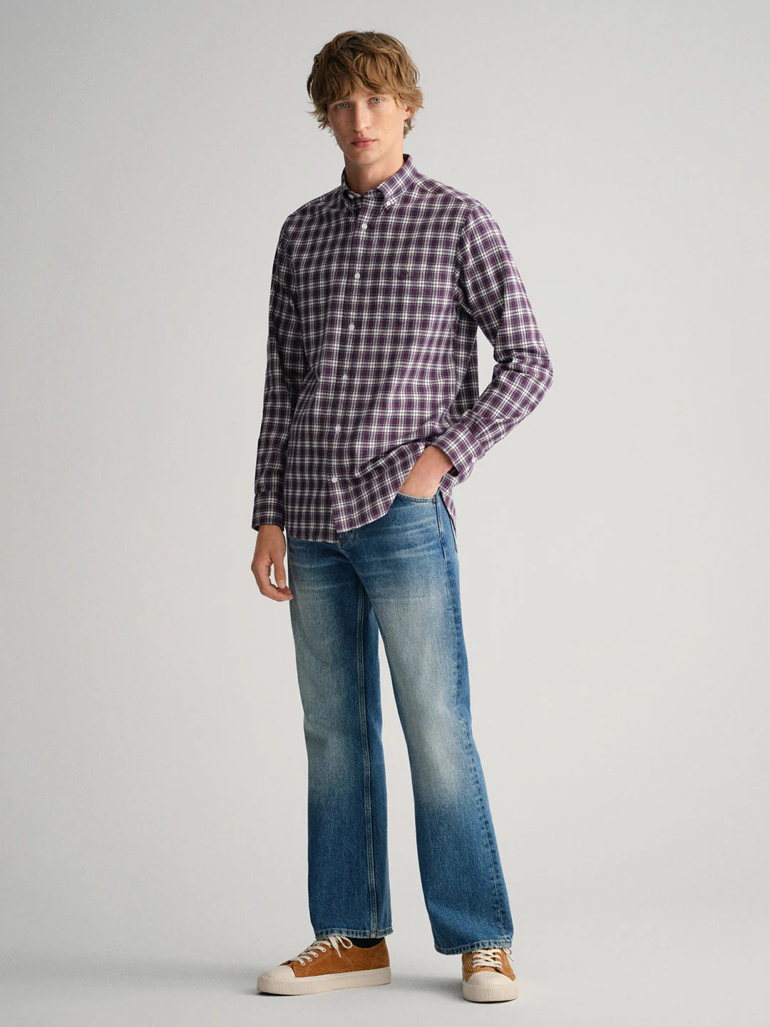 Gant Purple Checked Regular Fit Shirt - Image 3