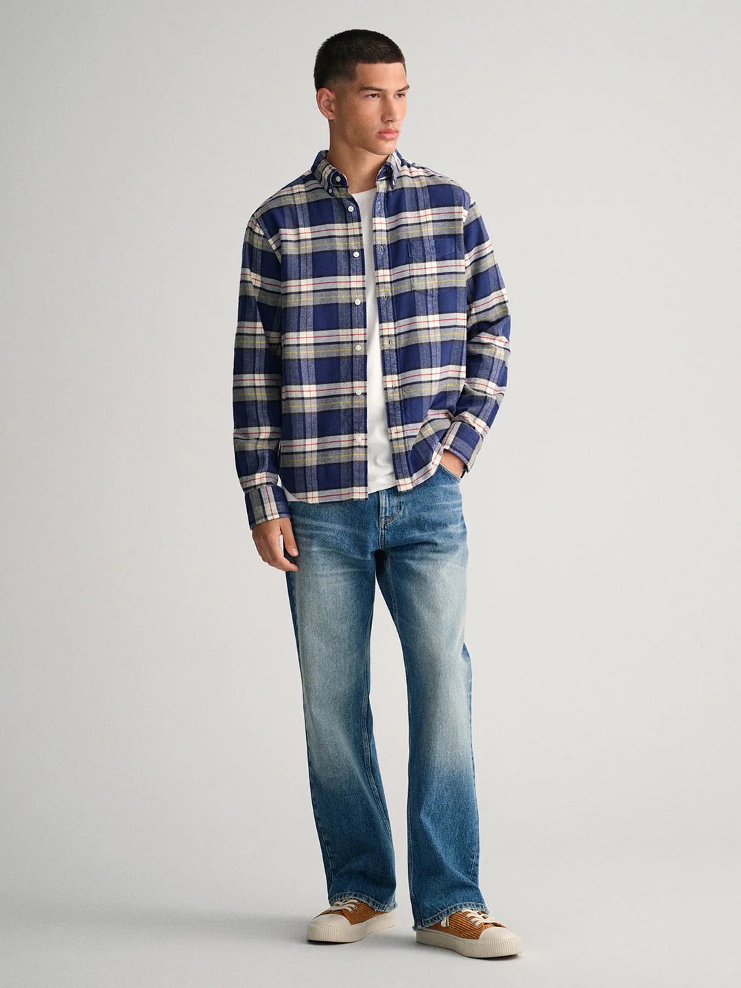 Gant Blue Checked Regular Fit Shirt - Image 3