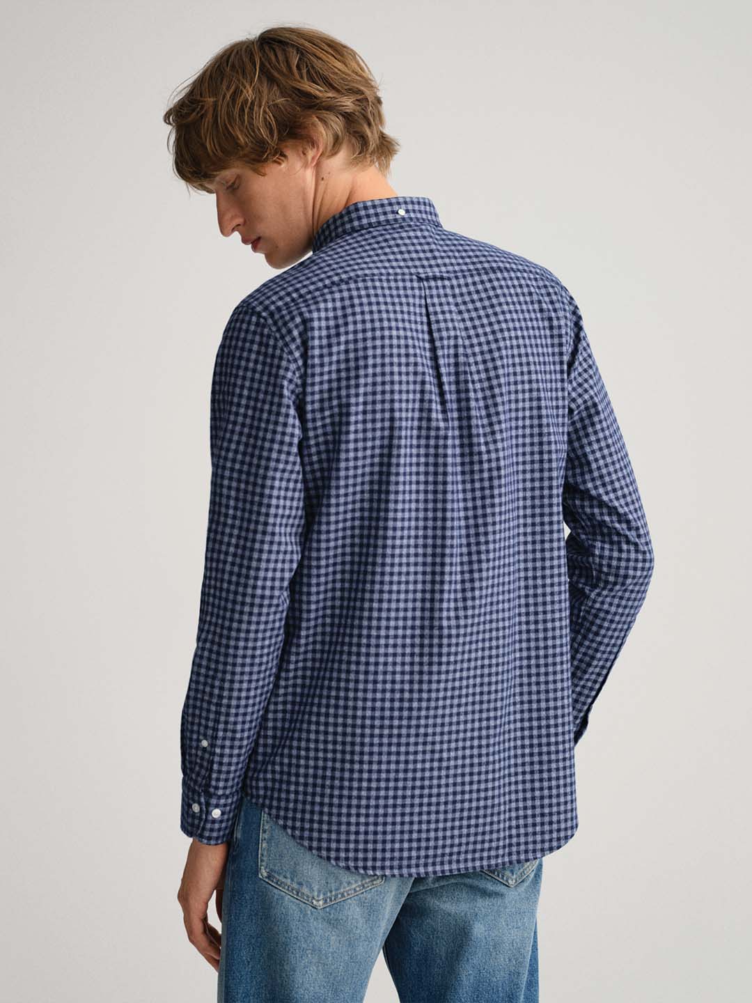 Gant Blue Checked Regular Fit Shirt - Image 2