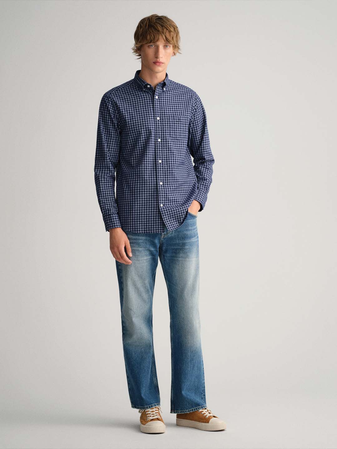 Gant Blue Checked Regular Fit Shirt - Image 4