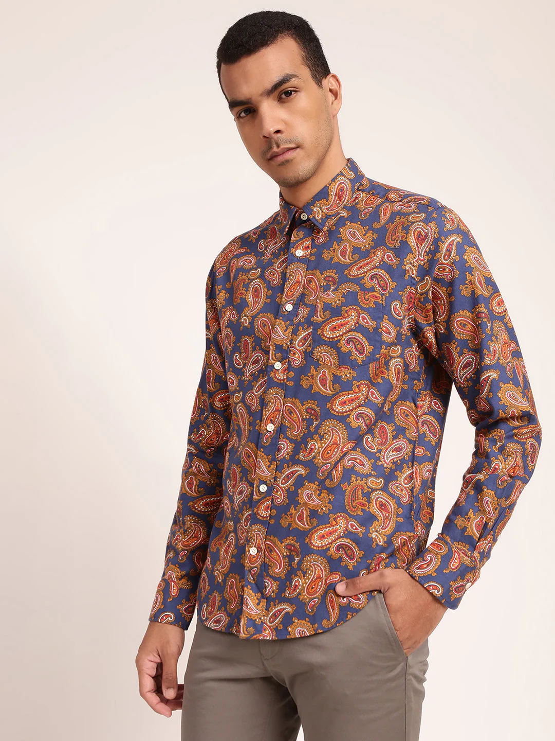 Gant Blue Printed Regular Fit Shirt - Image 3