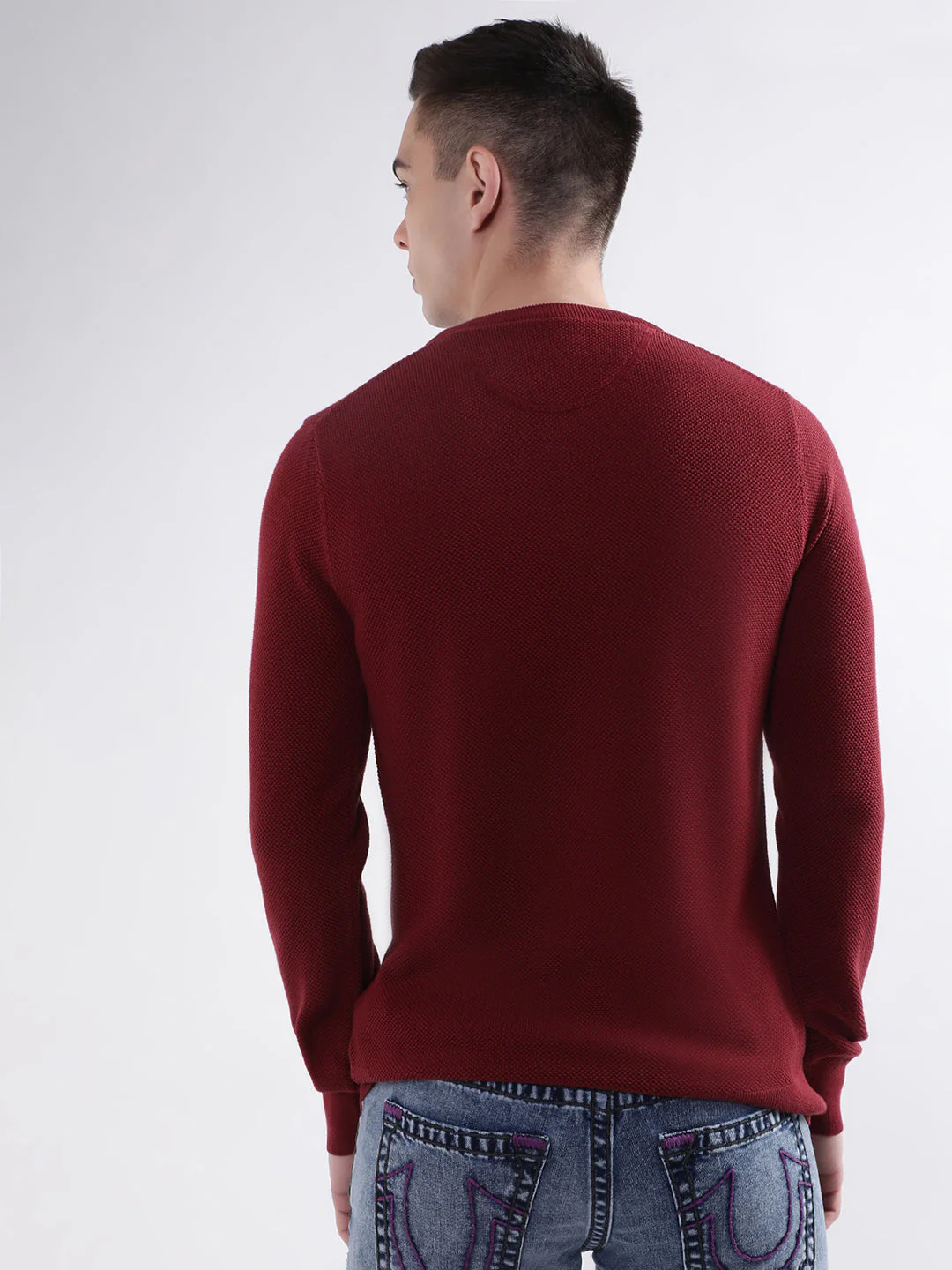 Gant Men Red Solid Round Neck Sweater - Image 2