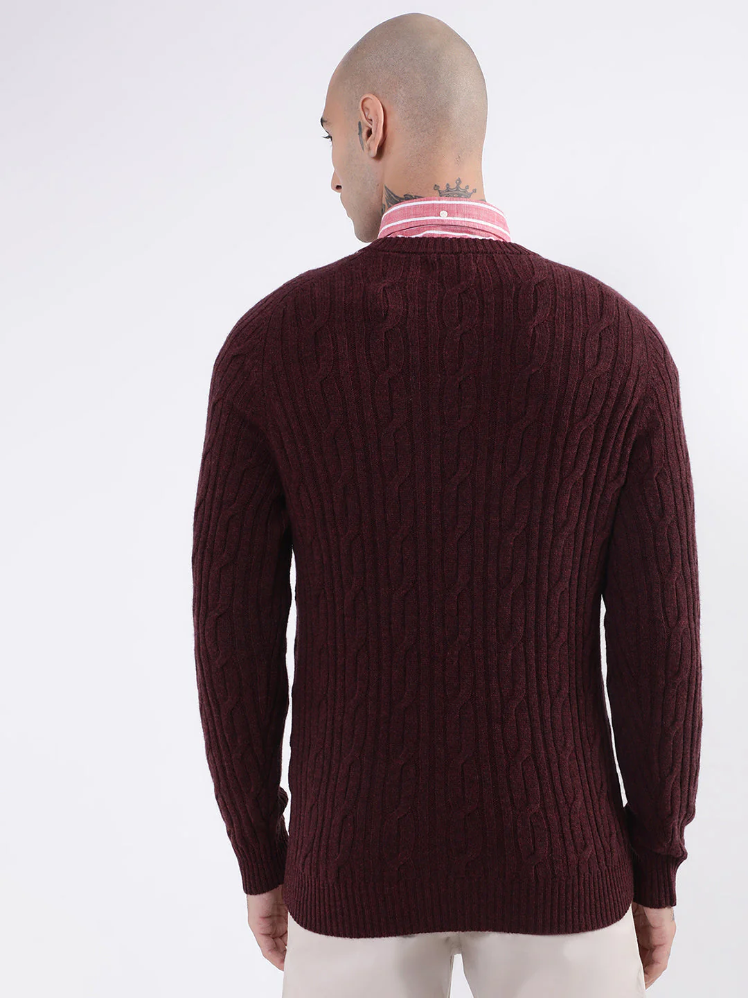 Gant Men Brown Cable Knit Pullover - Image 2