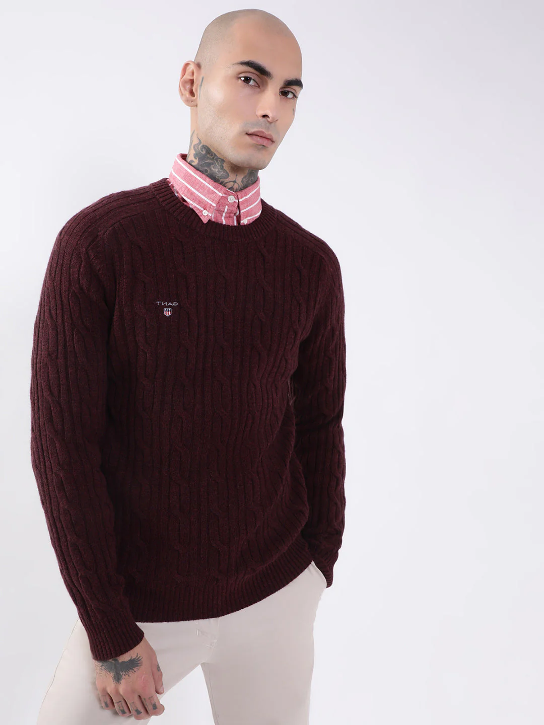 Gant Men Brown Cable Knit Pullover - Image 4