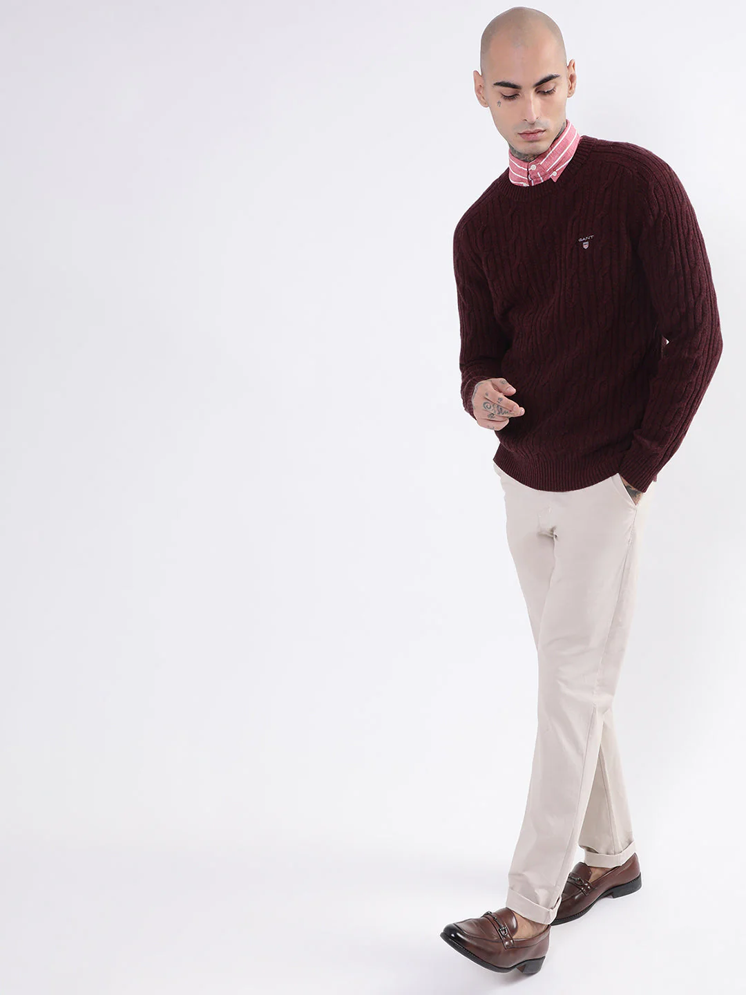 Gant Men Brown Cable Knit Pullover - Image 6