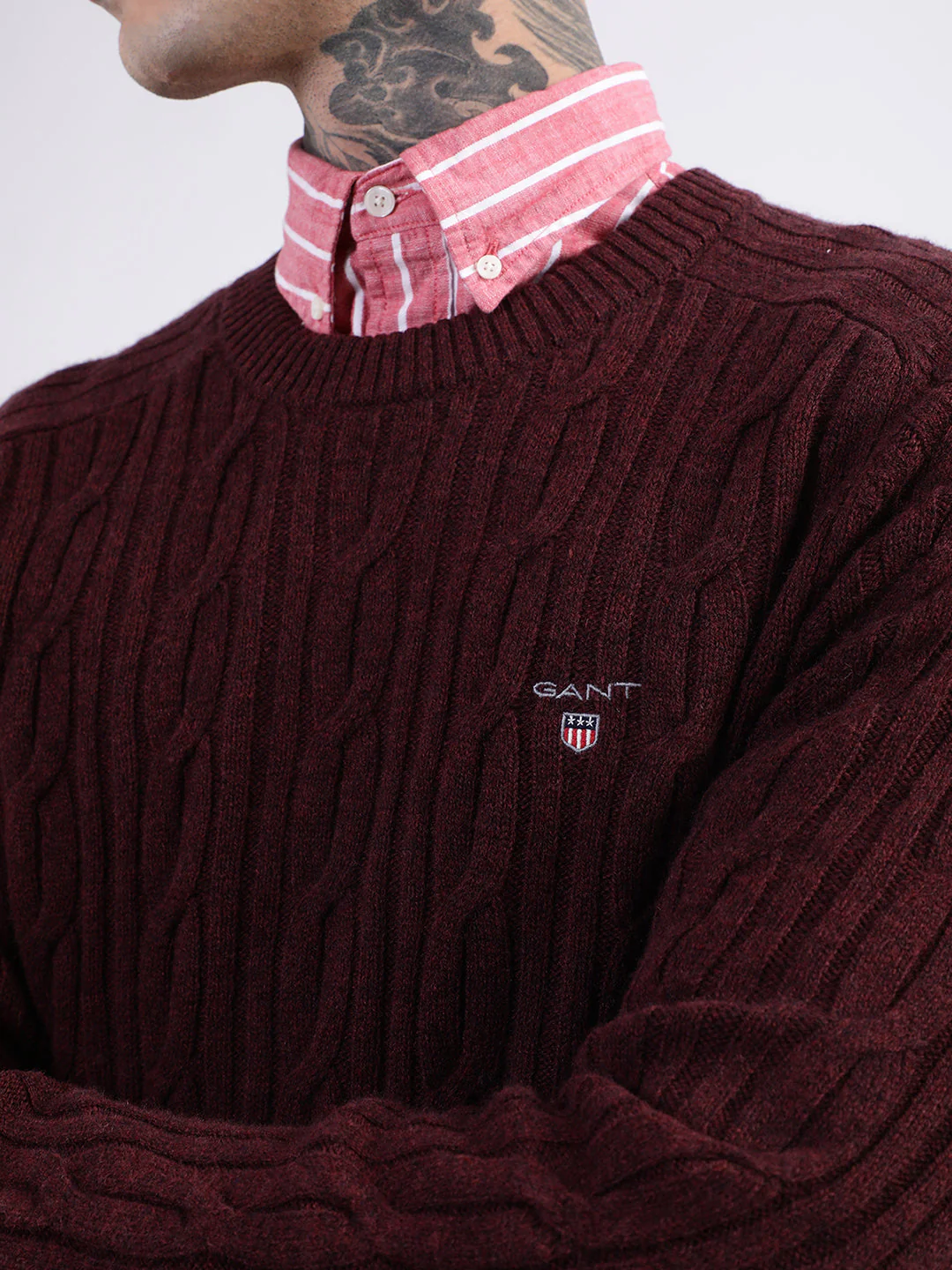 Gant Men Brown Cable Knit Pullover - Image 7