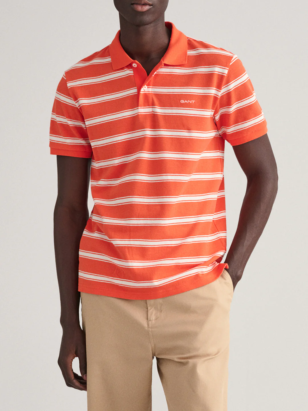 Gant Orange Striped Regular Fit Polo Tshirt