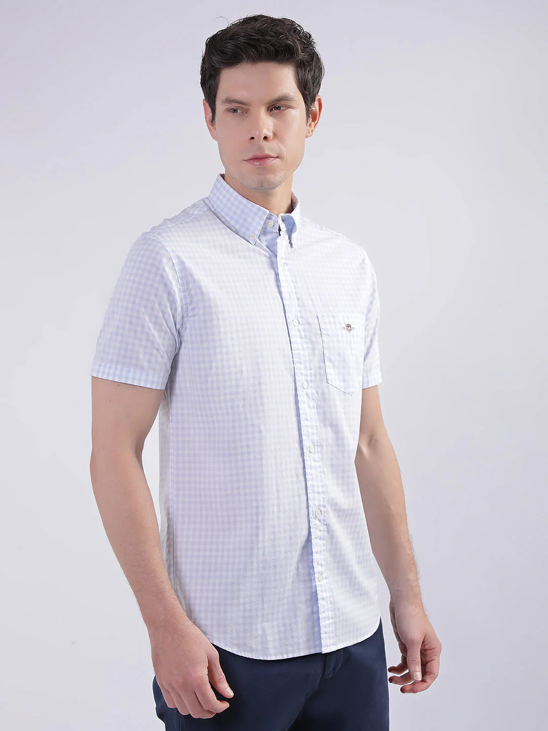 Gant Blue Fashion Checked Regular Fit Shirt - Image 2