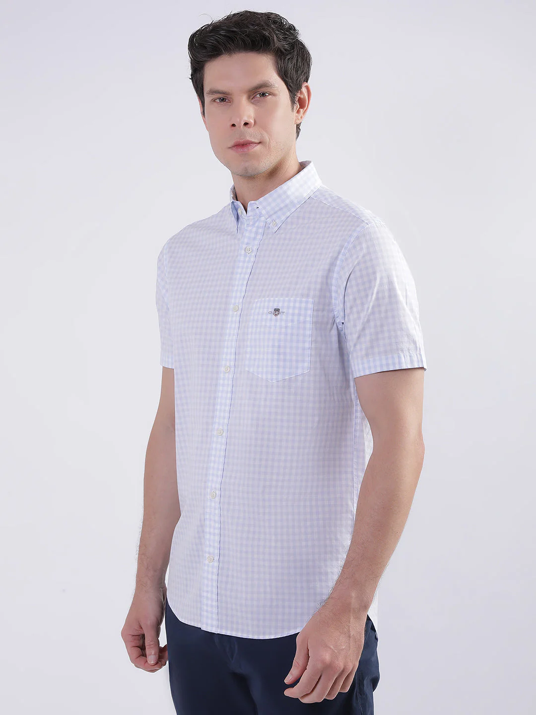 Gant Blue Fashion Checked Regular Fit Shirt - Image 3