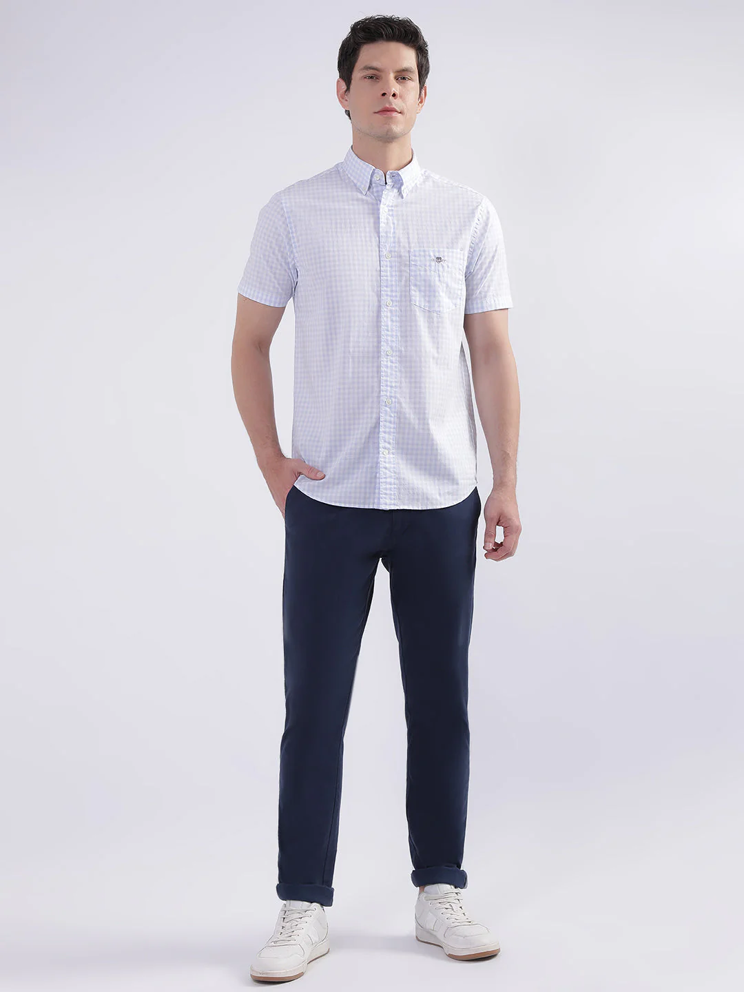 Gant Blue Fashion Checked Regular Fit Shirt - Image 5