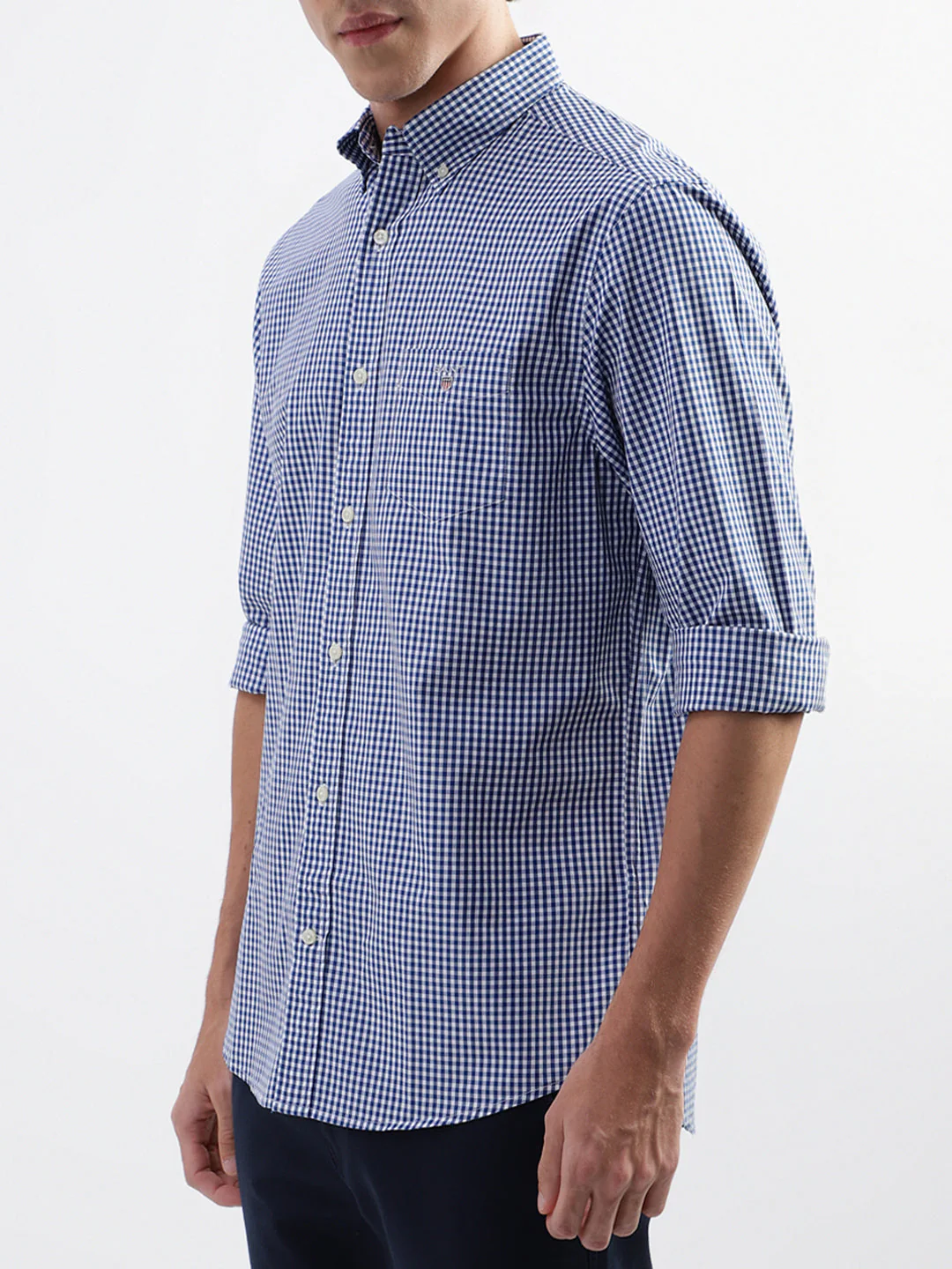 Gant Blue Checked Regular Fit Shirt - Image 2