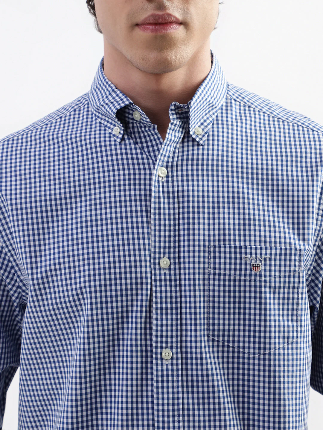 Gant Blue Checked Regular Fit Shirt - Image 5