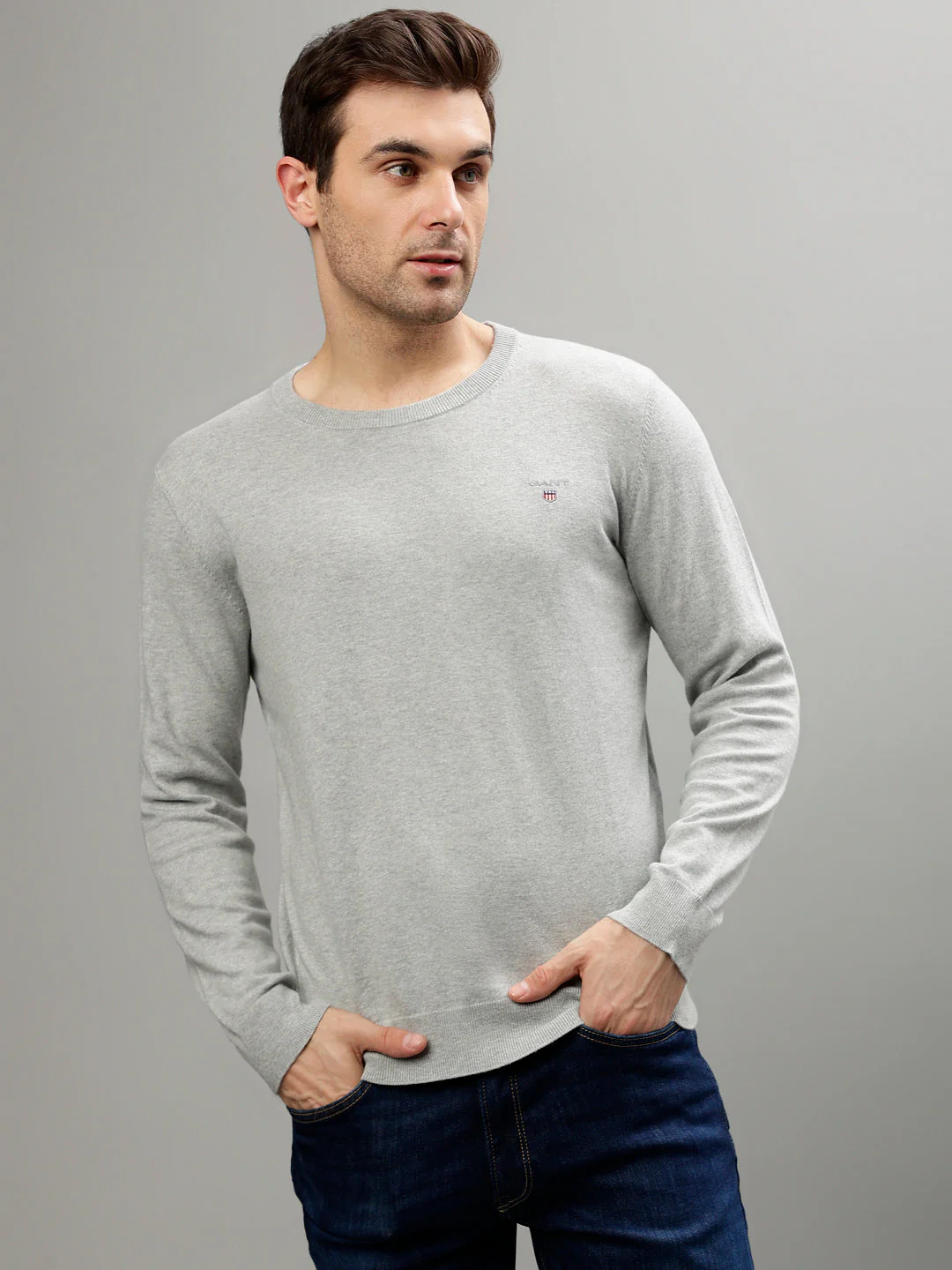 Gant Men Solid Round Neck Long Sleeves Sweater - Image 2