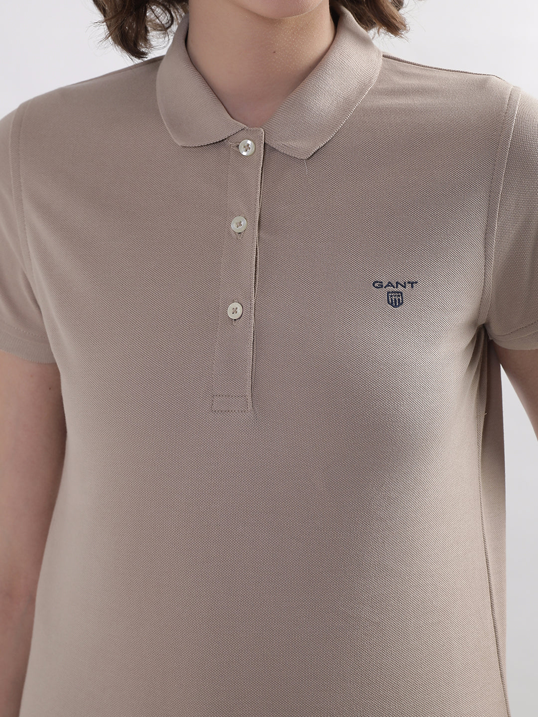 Gant Beige Regular Fit Polo T-Shirt - Image 5