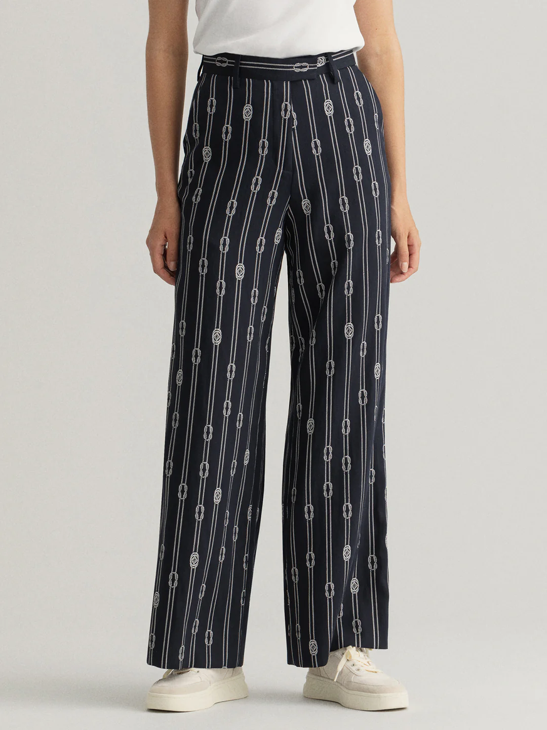 Gant Women Blue Regular Fit Printed Trouser
