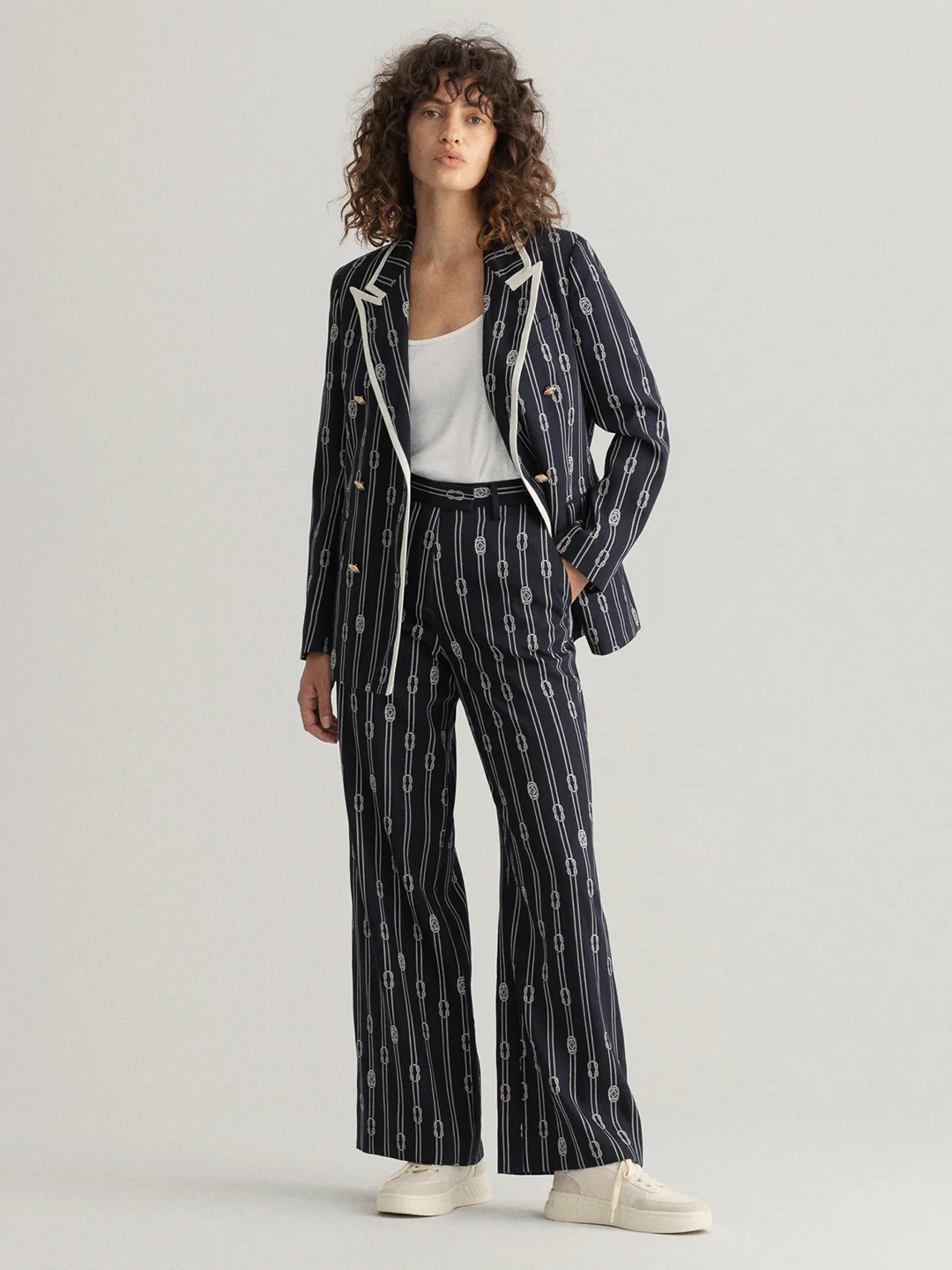 Gant Women Blue Regular Fit Printed Trouser - Image 4