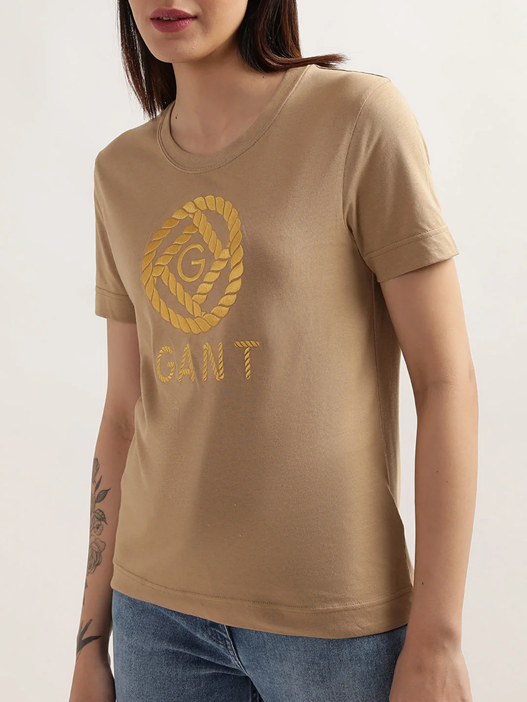 Gant Dark Khaki Preppy Logo Relaxed Fit T-Shirt - Image 3