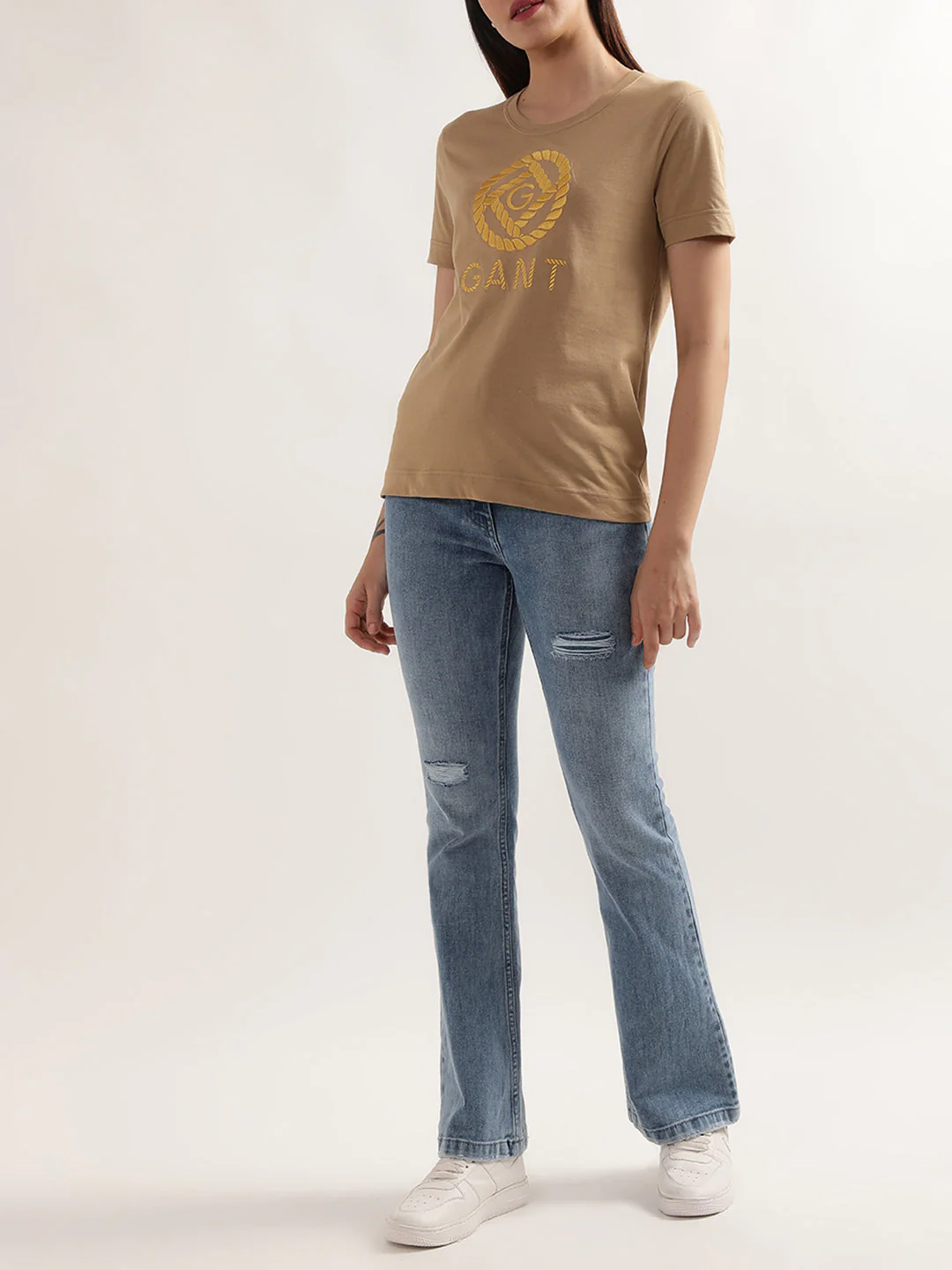 Gant Dark Khaki Preppy Logo Relaxed Fit T-Shirt - Image 4