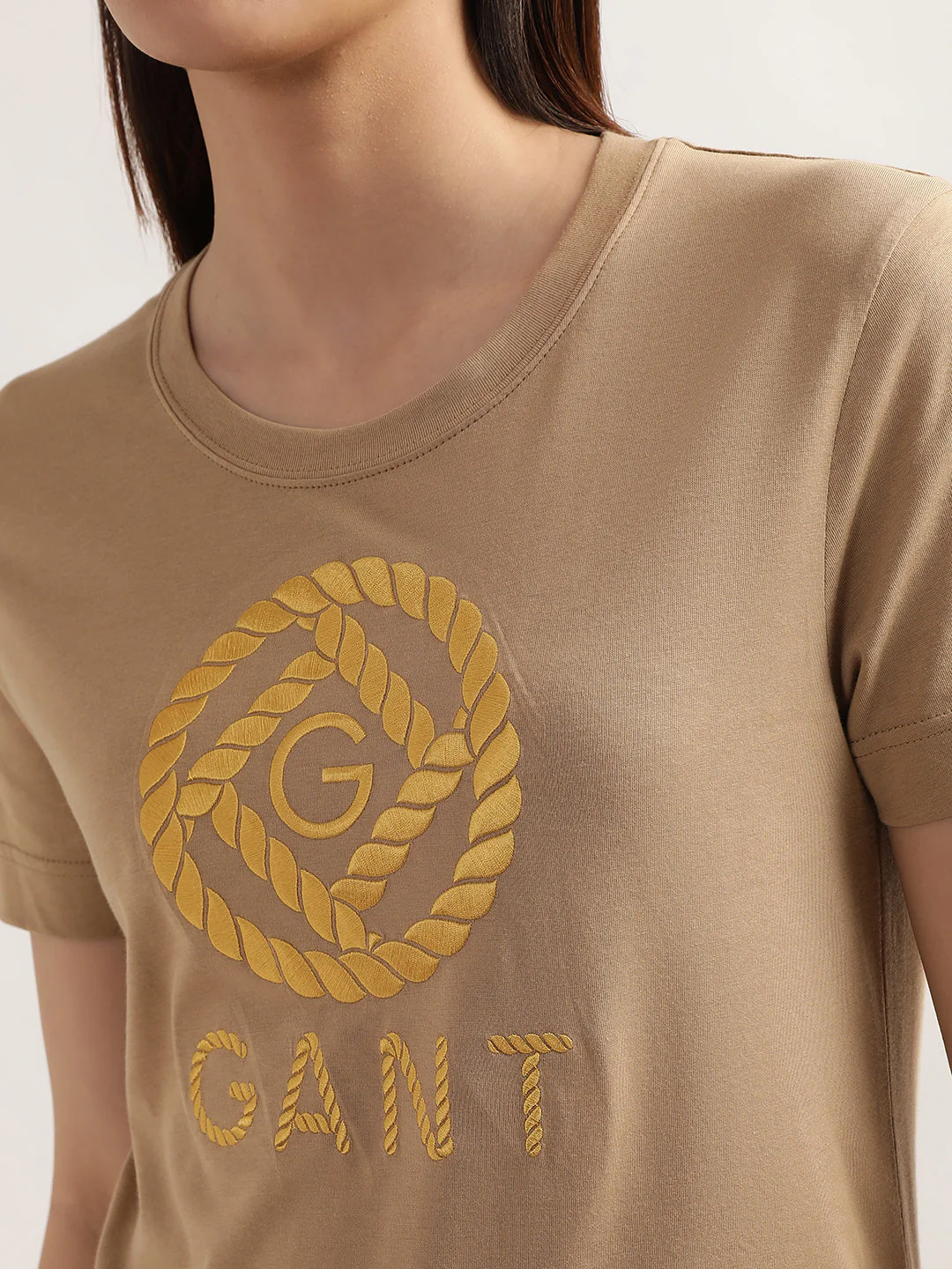 Gant Dark Khaki Preppy Logo Relaxed Fit T-Shirt - Image 5