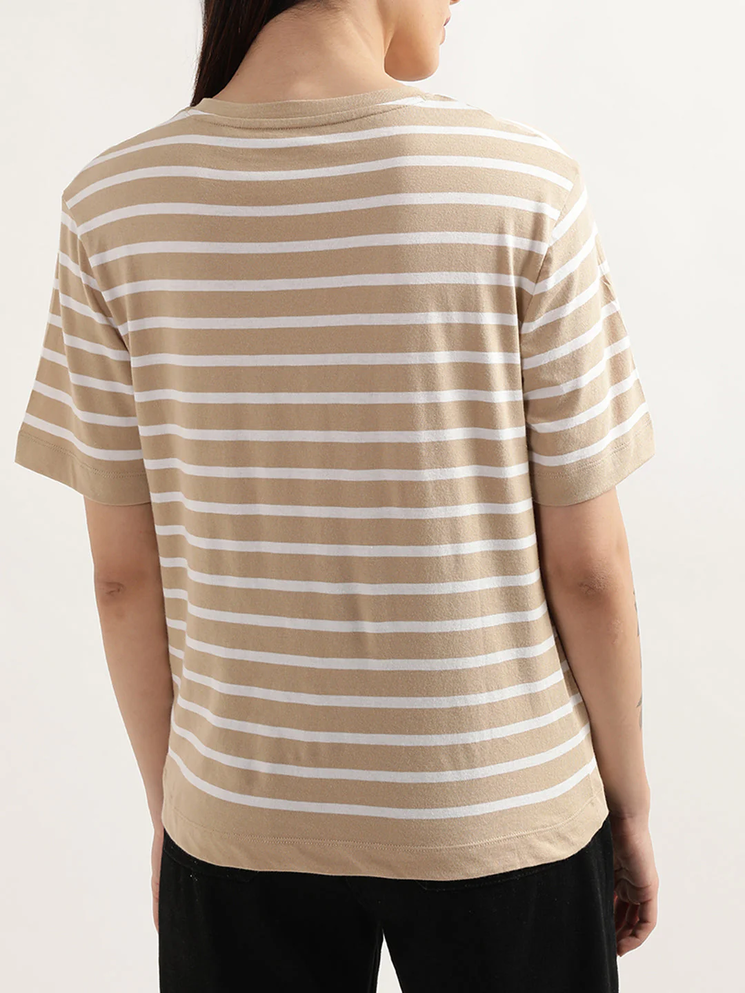 Gant Dark Khaki Preppy Striped Relaxed Fit T-Shirt - Image 3