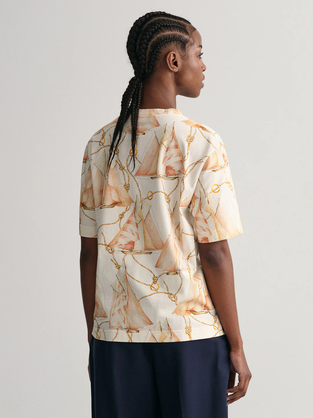 Gant Cream Preppy Printed Relaxed Fit T-Shirt - Image 3