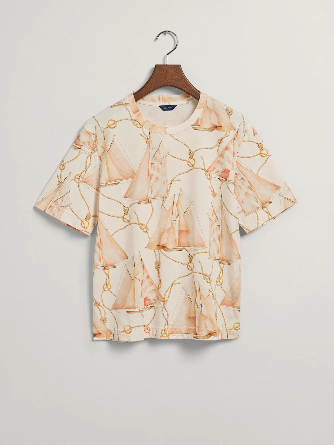 Gant Cream Preppy Printed Relaxed Fit T-Shirt - Image 5