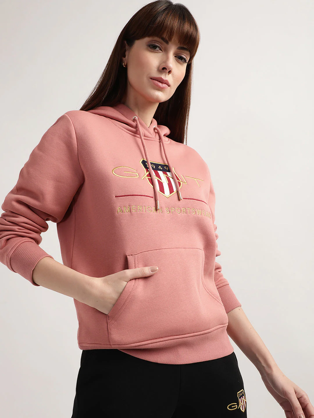 Gant Women Pink Printed Hooded Sweatshirt - Image 4